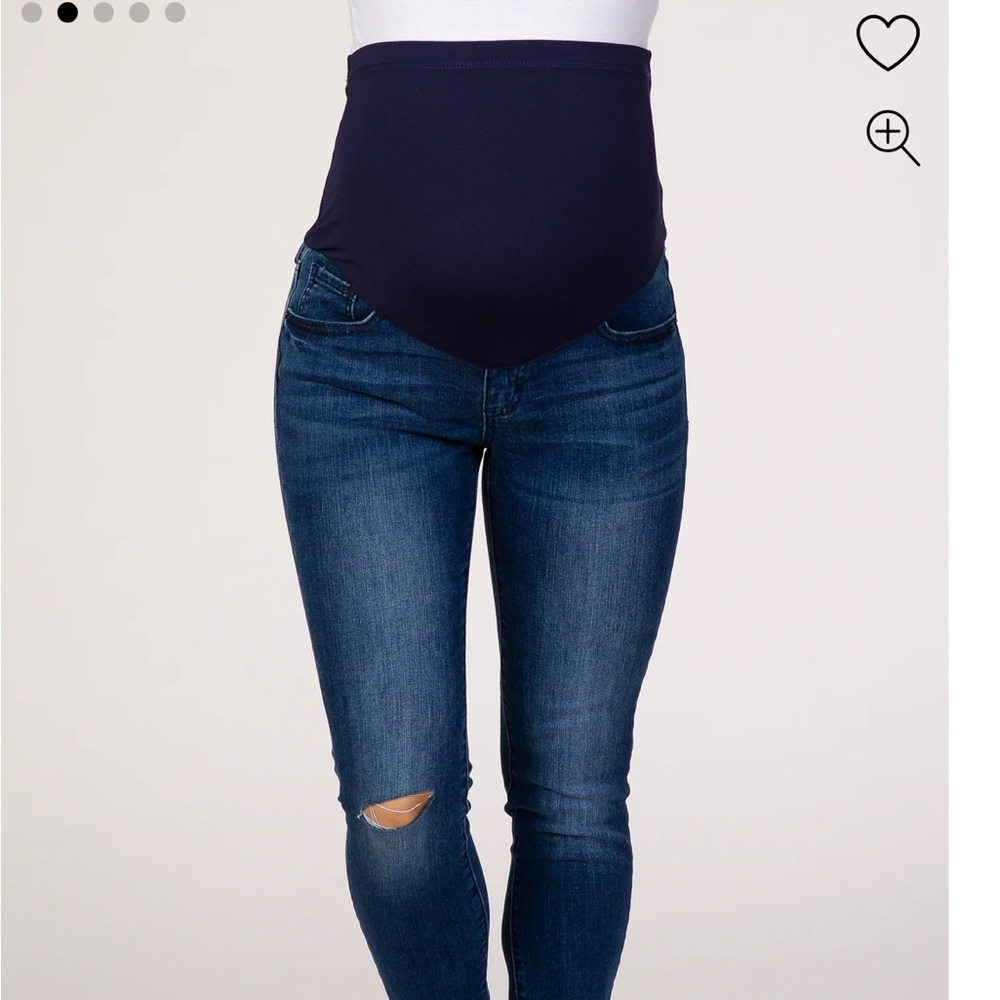 PinkBlush Navy Blue Raw Hem Maternity Skinny Jean